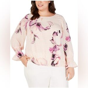 NWOT Alfani Floral Pastel Blouse Pink Size M Flowy, boho